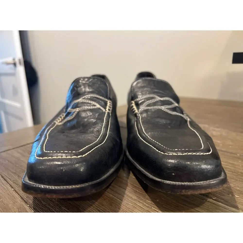 DONALD J PLINER Renkin Black Leather Slip On Loafers Dress Shoes Mens 8.5M Italy